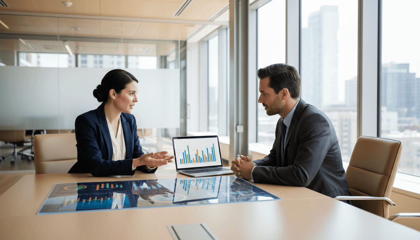 Financial coach discussing investment strategy with high net worth client