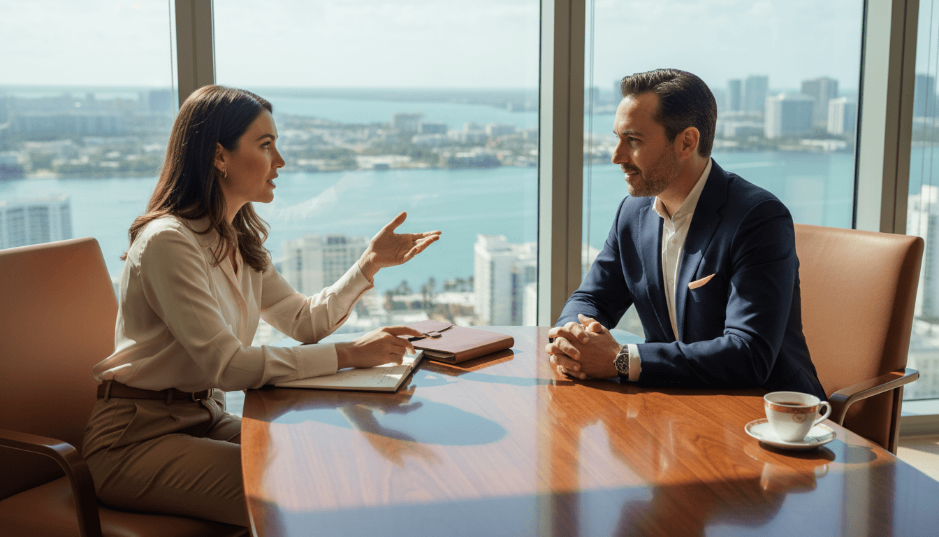 Professional coach and client in focused consultation